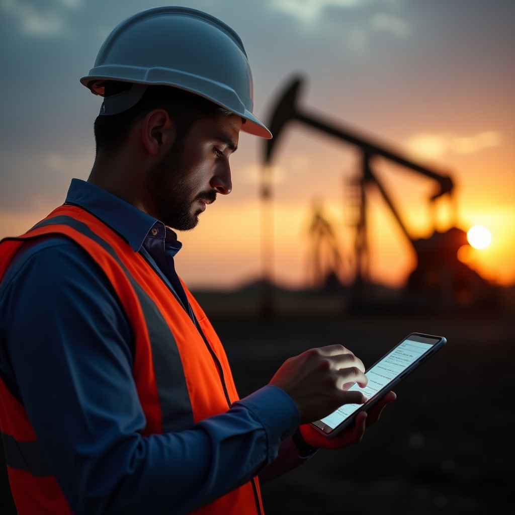 Финансовый специалист нефтегазового предприятия за работой